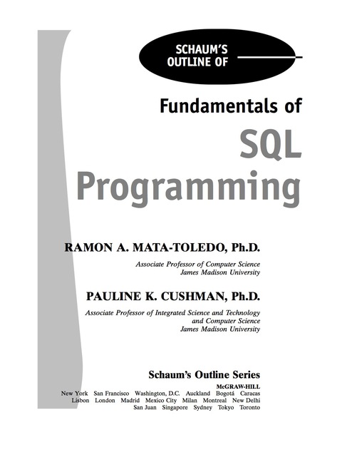 Book Schaum’s Outline of Fundamentals of SQL Programming (Schaum's Outline Series) free