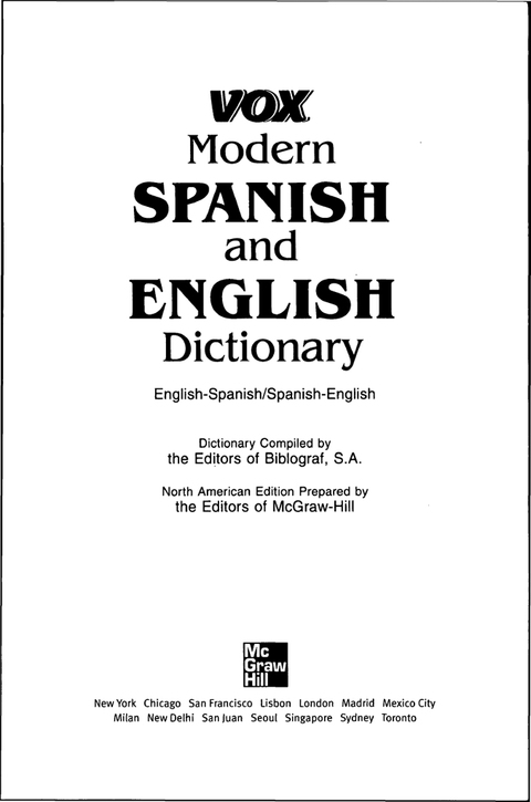 Book Vox Modern Spanish and English Dictionary (VOX Dictionary Series) free