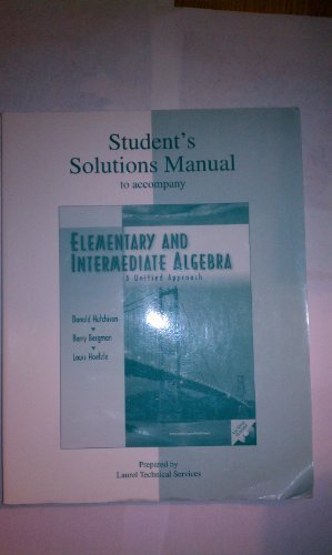 Book Student's Solutions Manual for use with Elementary and Intermediate Algebra:  A Unified Approach free