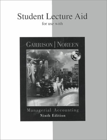 Book Student Lecture Aid for use with Managerial Accounting free