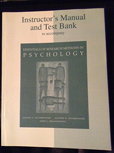 Book Instructor's Manual/test Bank For Essentials Of Research Methods In Psychology free