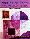 Book Teacher's Edition, Writing to Learn: From Paragraph to Essay free