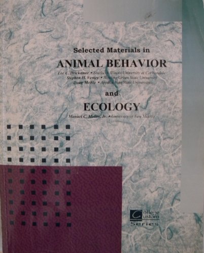 Book Selected Materials In Animal Behavior And Ecology free