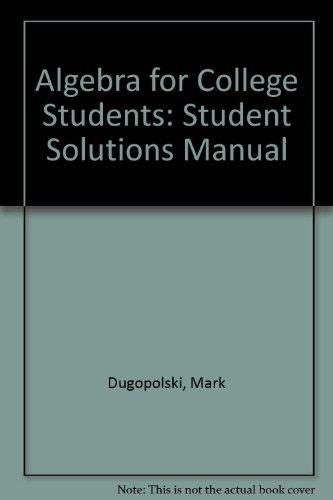 Book Student's Solutions Manual for use with Algebra for College Students free
