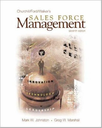 Book Churchill/Ford/Walker's Sales Force Management with Excel Spreadsheets free