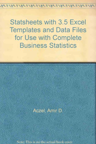 Book Statsheets With 3.5 Excel Templates And Data Files For Use With Complete Business Statistics free