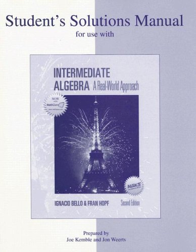 Book Student's Solutions Manual for use with Intermediate Algebra:  A Real World Approach free