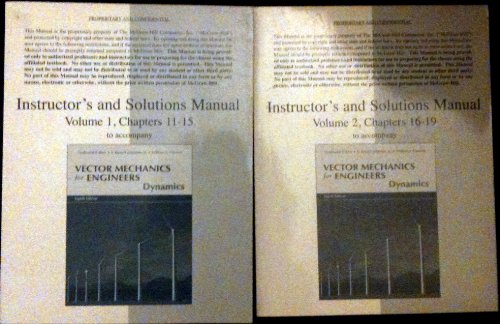 Book Instructor's and Solutions Manual Volume 1, Chapters 11-15 to accompany Vector Mechanics for Engineers Dynamics 8th Edition free