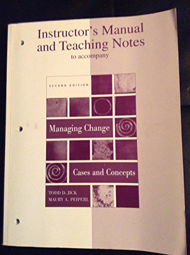 Book Instructor's Manual To Accompany Managing Change free
