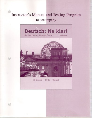 Book Instructor's Manual And Testing Program To Accompany Deutsch: Na Klar! An Introductory German Course 4th Edition free