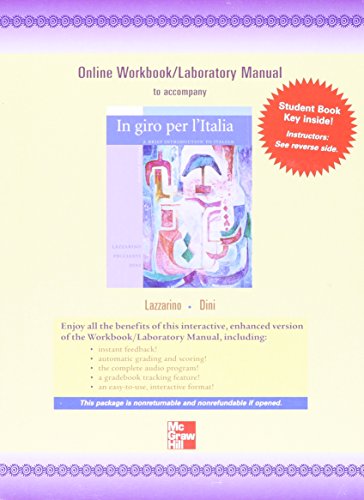Book Quia Online Workbook/laboratory Manual Access Card For In Giro Per L'italia free