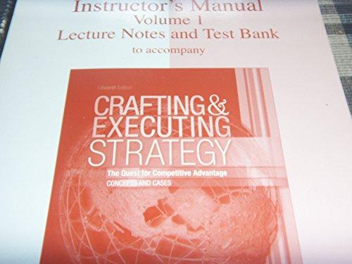 Book Instructors Manual Vol 2 Case Teaching Notes for Crafting and Executing Strategy (Crafting and Executing Strategy) (Crafting &Executing srategy) free