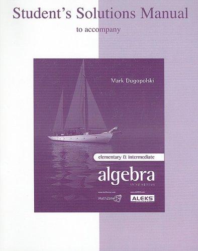Book Student Solution Manual t/a Elementary & Intermediate Algebra free