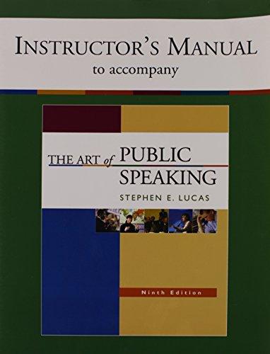 Book Instructors Manual to Accompany the Art of Public Speaking free