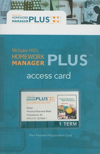 Book Homework Manager Plus Passcode Card to accompany Practical Buiness Math Procedures, 9e Slater (McGraw-Hill's Homework Manager Plus) free