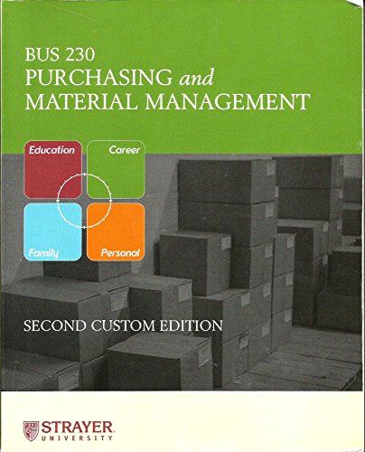 Book Bus 230 Purchasing And Material Management Second Custom Edition (strayer University) free