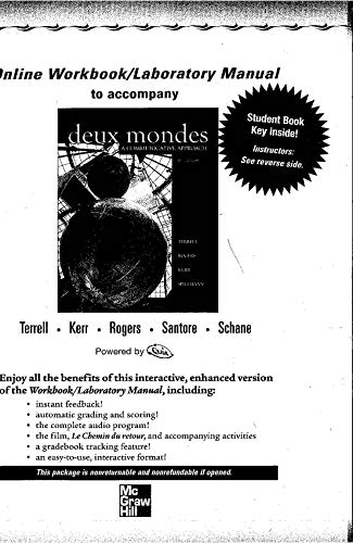 Book Online Workbook/laboratory Manual to Accompany Deux Mondes: A Communicative Approach 6th Edition free