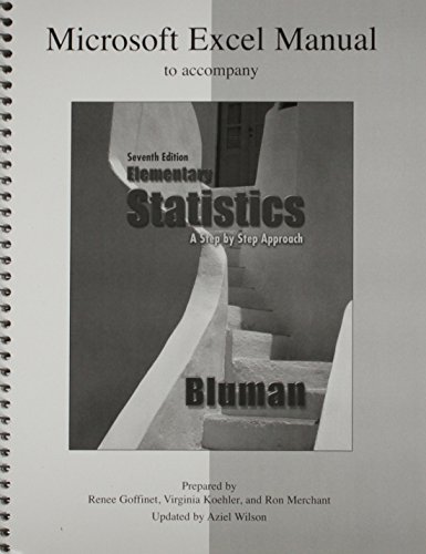 Book Microsoft Excel Manual Elementary Statistics: A Step-By-Step Approach free
