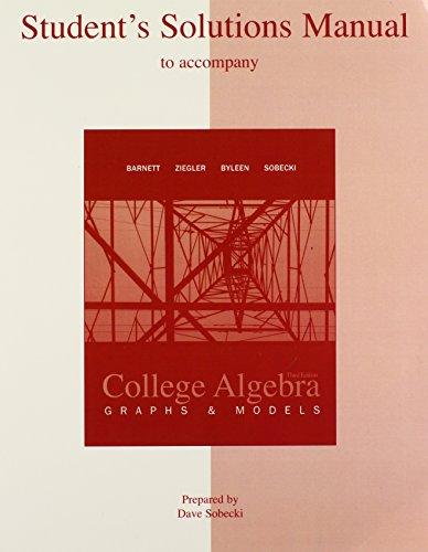 Book Student Solutions Manual for use with College Algebra: Graphs and Models free