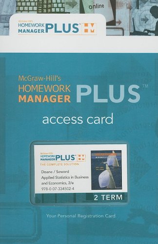 Book Homework Manager Plus Passcode Card to accompany Applied Statistics in Business and Economics (McGraw-Hill's Homework Manager Plus) free