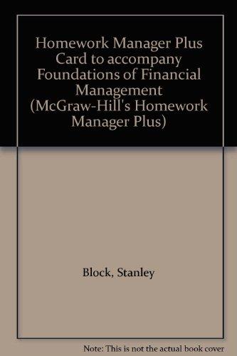 Book Homework Manager Plus Card to accompany Foundations of Financial Management (McGraw-Hill's Homework Manager Plus) free