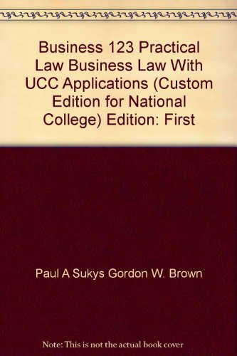 Book Business 123 Practical Law Business Law With Ucc Applications (national College) free