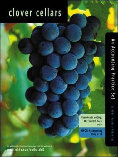 Book Clover Cellars: Accounting Practice Set Using Myob Accounting Plus V.14 free
