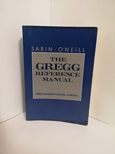 Book The Gregg Reference Manual - Third Canadian Edition - si Metric free