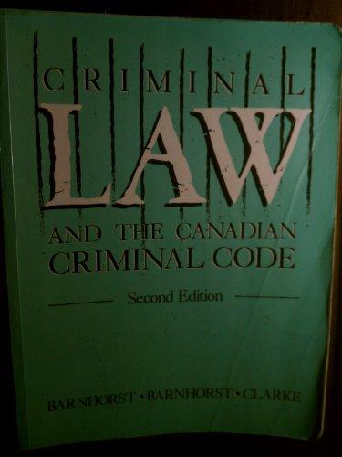 Book Criminal Law and the Canadian Criminal Code free