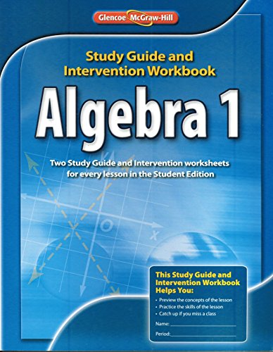 Book Glencoe McGraw-Hill Algebra 1 Study Guide and Intervention Workbook ISBN 9780076602926 free
