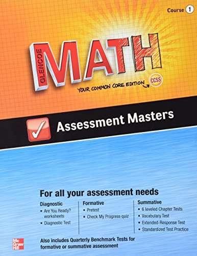 Book Glencoe Math, Assessment Masters, CCSS Common Core Edition, Course 1 free