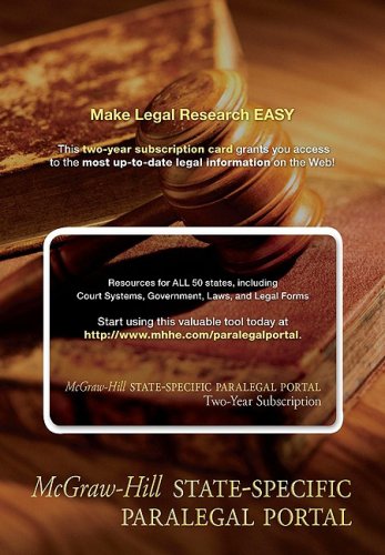 Book McGraw-Hill Paralegal State-Specific Online Portal Two-Year Subscription Card free