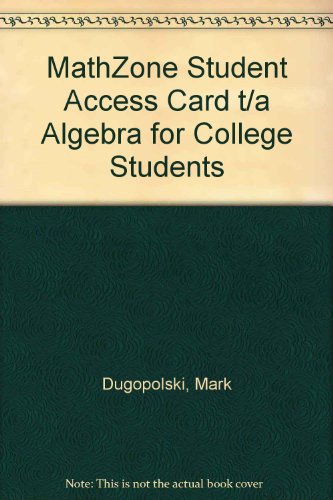 Book MathZone Student Access Card t/a Algebra for College Students free