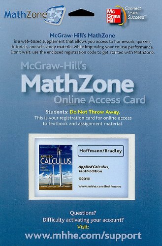 Book MathZone Access Card for Applied Calculus for Business, Economics, Social and Life Sciences, Expanded Edition (McGraw-Hill's MathZone) free