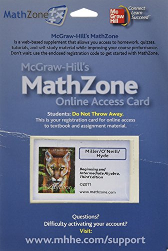Book MathZone Access Card for Beginning & Intermediate Algebra free