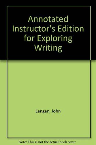 Book Annotated Instructor's Edition For Exploring Writing free