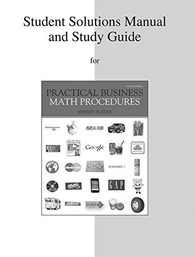 Book Student Solutions Manual and Study Guide to accompany Practical Business Math Procedures free