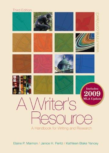 Book A Writer's Resource (comb-bound) 2009 MLA Update with Connect Composition Access Card free