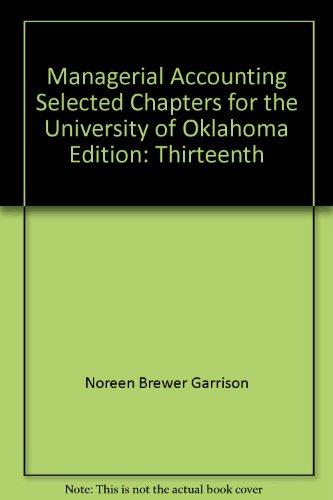 Book Managerial Accounting Selected Chapters For The University Of Oklahoma free