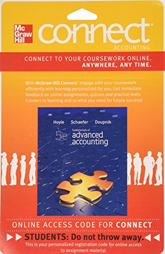 Book Connect Accounting 1 Semester Access Card for Fundamentals of Advanced Accounting free