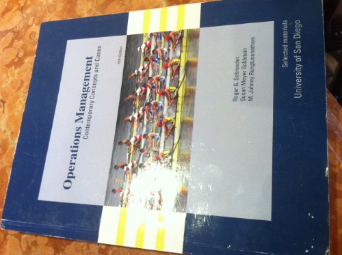 Book Operations Management Contemporary Concepts and Cases- Selected Material for University of SAN Diego free