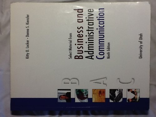 Book Selected Material From Business and Administrative Communication University of Utah free