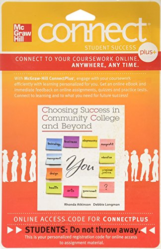 Book Connect 1-Semester Access Card for Choosing Success in Community College and Beyond free