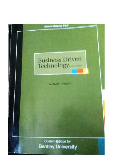 Book Business Driven Technology Fourth Edition Custom Edition for Bentley free