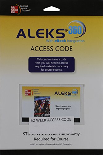 Book ALEKS 360 Access Card 52 Weeks for Beginning Algebra free