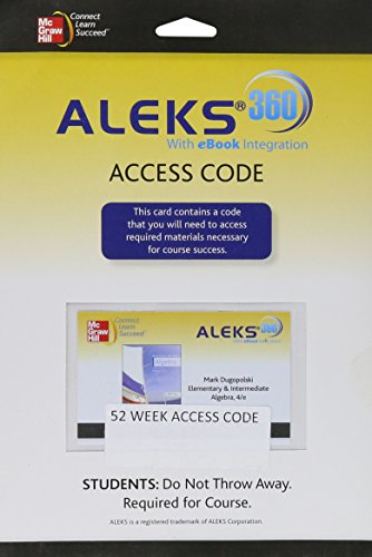 Book ALEKS 360 Access card 52 Weeks for Elementary and Intermediate Algebra free