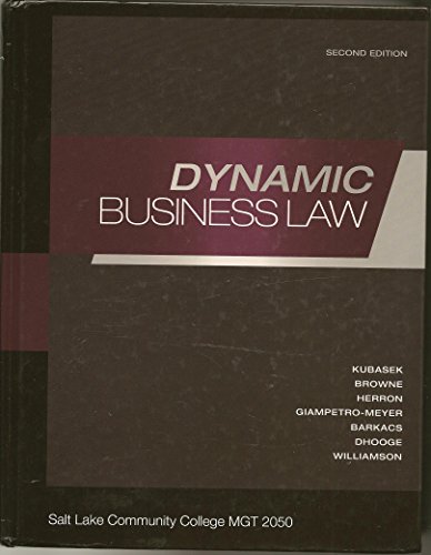 Book Dynamic Business Law : Custom edition for SLCC MGT 2050 free