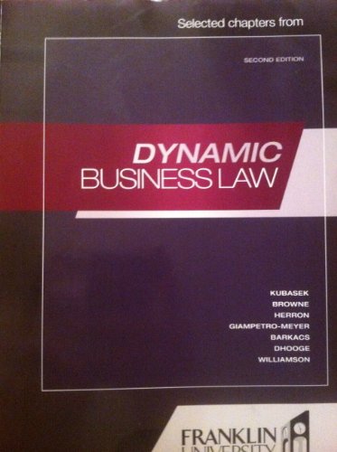 Book Dynamic Business Law (Custom Franklin University Edition) free