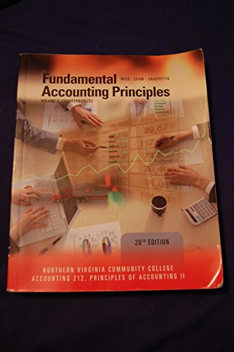 Book Fundamental Accounting Principles, Volume 2, Chapters 12-25, 20th Edition (Northern Virginia Community College, Accounting 212, Principles of Accounting II) free