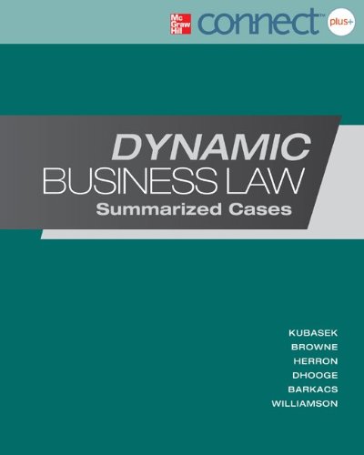 Book Dynamic Business Law: Summarized Cases With Connect Access Card free